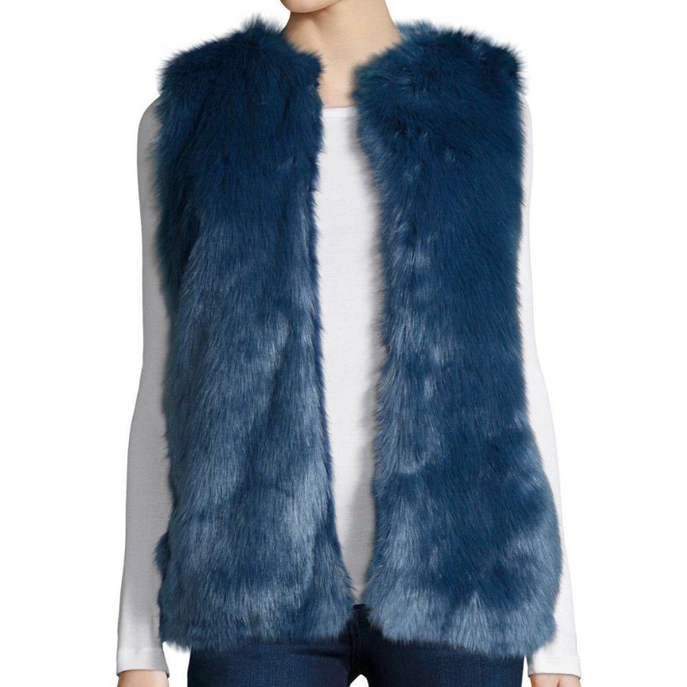 CUSP by Neiman Marcus, Open Front Faux Fur Vest